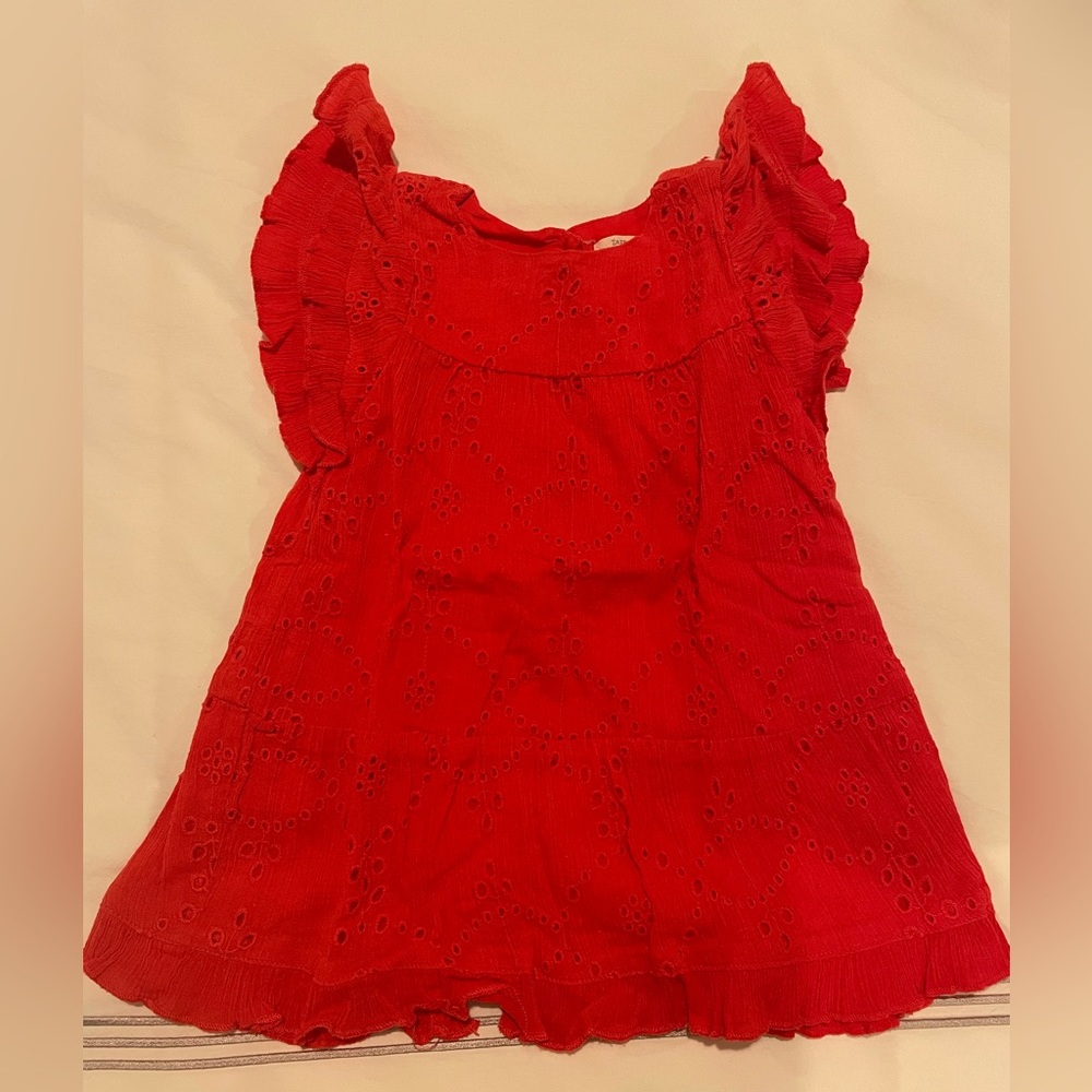 Zara red eyelet dress